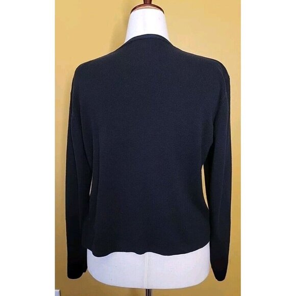 Bice Womens Black Cardigan V Neck Sweater Large Ramie Cotton - Picture 6 of 12